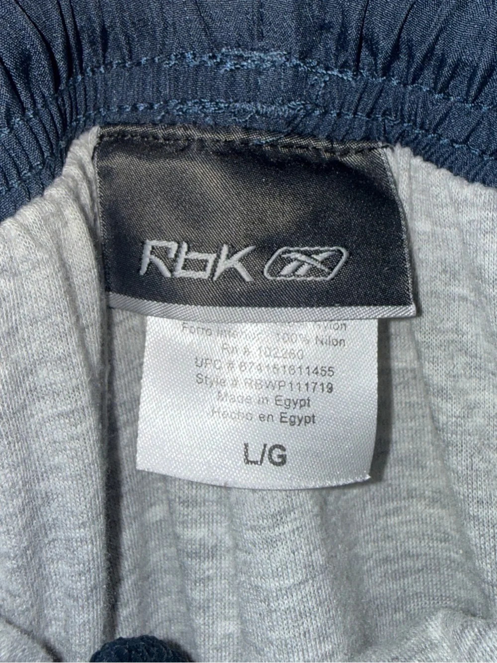 Vintage Reebok Navy Blue Lined Track Pants Windbreaker Pants Size L